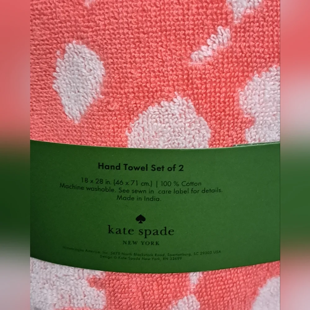 Kate Spade Hand Cotton Towel Set of 2 NEW